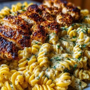 Creamy Parmesan Rotini with Cajun Garlic Butter Chicken