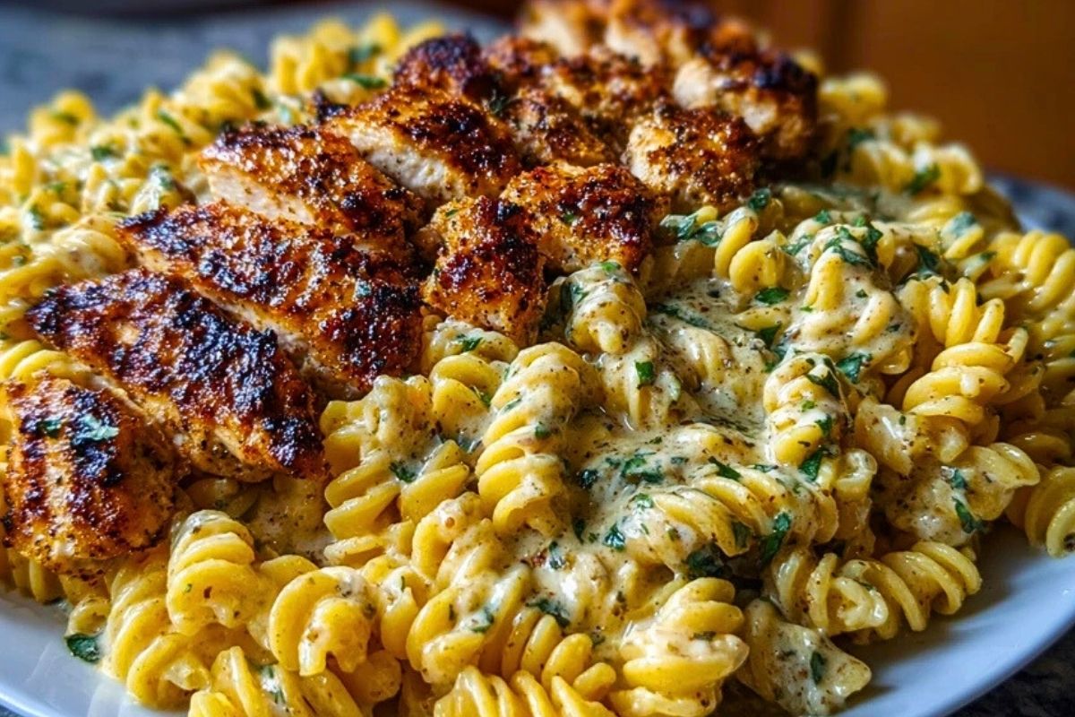 Creamy Parmesan Rotini with Cajun Garlic Butter Chicken