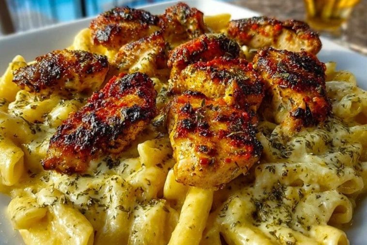 Creamy Velveeta Chicken Penne in Garlic Butter Parmesan Sauce