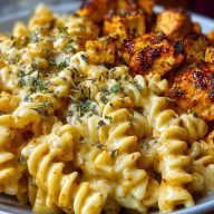 Creamy Velveeta Chicken Rotini Pasta with Mozzarella Garlic Cheese Sauce 1