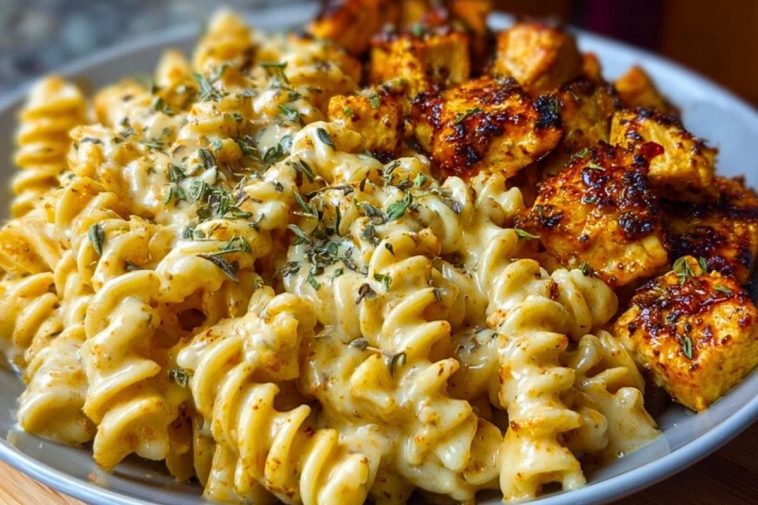 Creamy Velveeta Chicken Rotini Pasta with Mozzarella Garlic Cheese Sauce 1