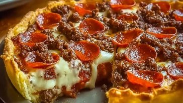 Deep Hamburger Sausage & Pepperoni Pie