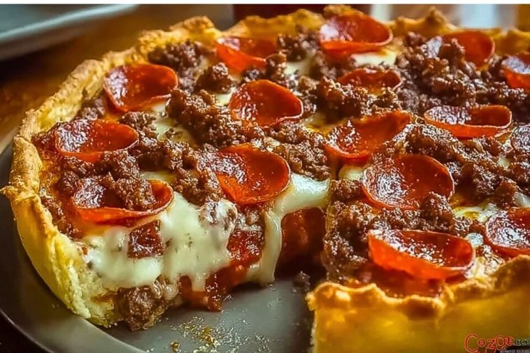 Deep Hamburger Sausage & Pepperoni Pie