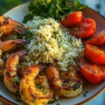 Delicious Creamy Garlic Butter Shrimp Bowl Recipe with Herb Rice