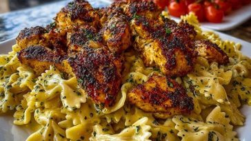 Easy Creamy Velveeta Chicken Bowtie Pasta with Garlic Mozzarella Sauce