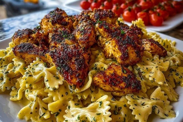 Easy Creamy Velveeta Chicken Bowtie Pasta with Garlic Mozzarella Sauce