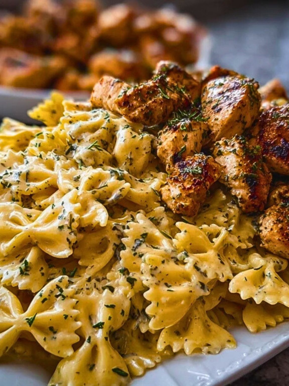 Easy Creamy Velveeta Chicken Bowtie Pasta with Garlic Mozzarella Sauce