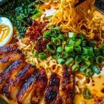 Fiery Chicken Ramen with Creamy Garlic Sauce 1