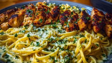 Garlic Butter Chicken with Velvety Parmesan Linguine