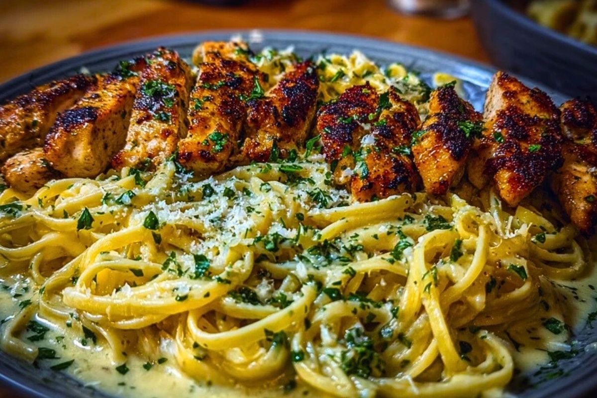Garlic Butter Chicken with Velvety Parmesan Linguine