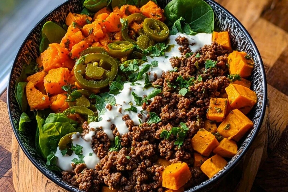 Ground Beef Sweet Potato Power Bowl 1