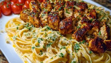Savory Cajun Chicken and Creamy Garlic Parmesan Linguine 1