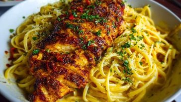Spicy Cajun Chicken with Garlic Parmesan Linguine