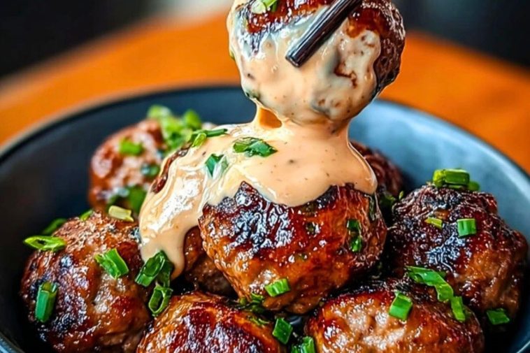 Tender Korean BBQ Meatballs with Spicy Mayo Dip 1