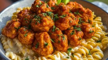 Ultimate Buffalo Garlic Chicken Bites Recipe with Ranch Cajun Alfredo Twisted Pasta 1