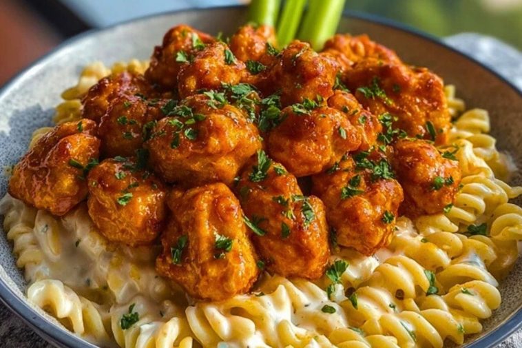 Ultimate Buffalo Garlic Chicken Bites Recipe with Ranch Cajun Alfredo Twisted Pasta 1