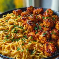 Ultimate Garlic Butter Chicken Bites with Spicy Cajun Alfredo Twisted Pasta Recipe