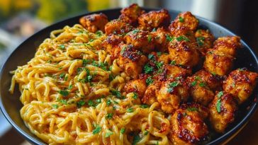 Ultimate Garlic Butter Chicken Bites with Spicy Cajun Alfredo Twisted Pasta Recipe