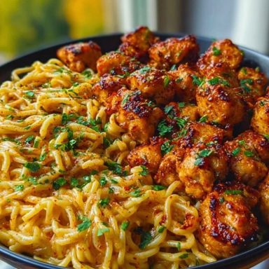 Ultimate Garlic Butter Chicken Bites with Spicy Cajun Alfredo Twisted Pasta Recipe