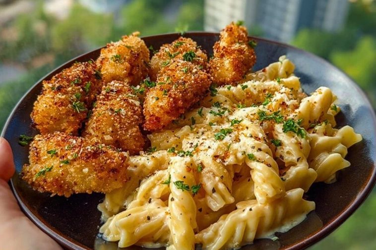 Ultimate Parmesan Crusted Chicken Bites Recipe with Smoked Cajun Alfredo Gemelli 1