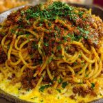 Cajun Beef Spaghetti in Creamy Three-Cheese Parmesan Sauce