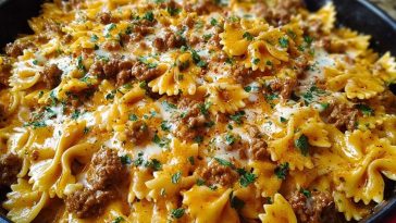 Cajun Cream Cheese Alfredo Bowties with Spiced Ground Beef