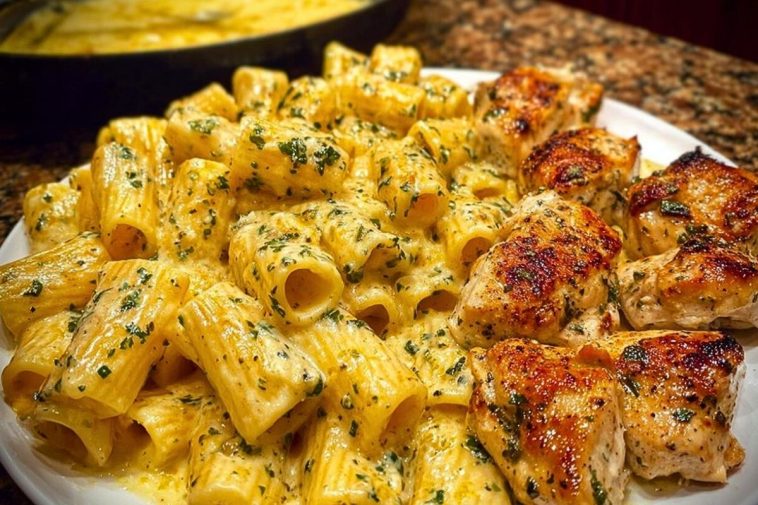 Cajun Garlic Butter Chicken Rigatoni in Cheesy Alfredo Sauce