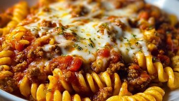 Cheesy Velveeta Rotini with Italian Beef Marinara