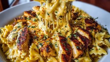 Creamy Cajun Chicken Bowtie Pasta with Garlic Cheese Sauce