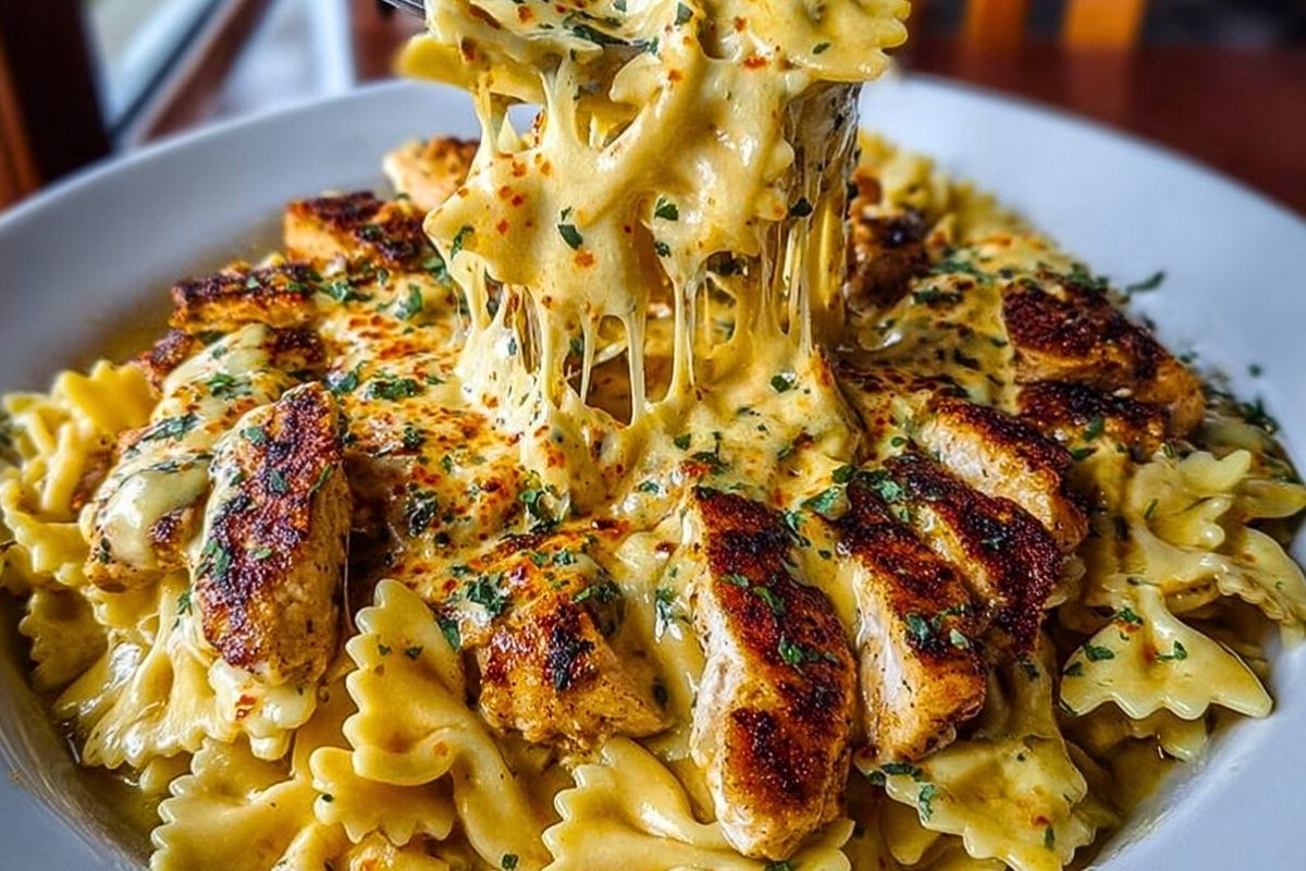 Creamy Cajun Chicken Bowtie Pasta with Garlic Cheese Sauce