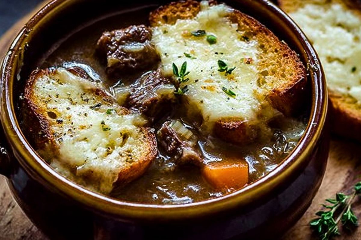 French Onion Short Rib Soup with Gruyère Toast