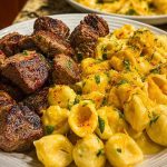 Garlic Butter Steak Bites & Loaded Cheddar Alfredo Shells