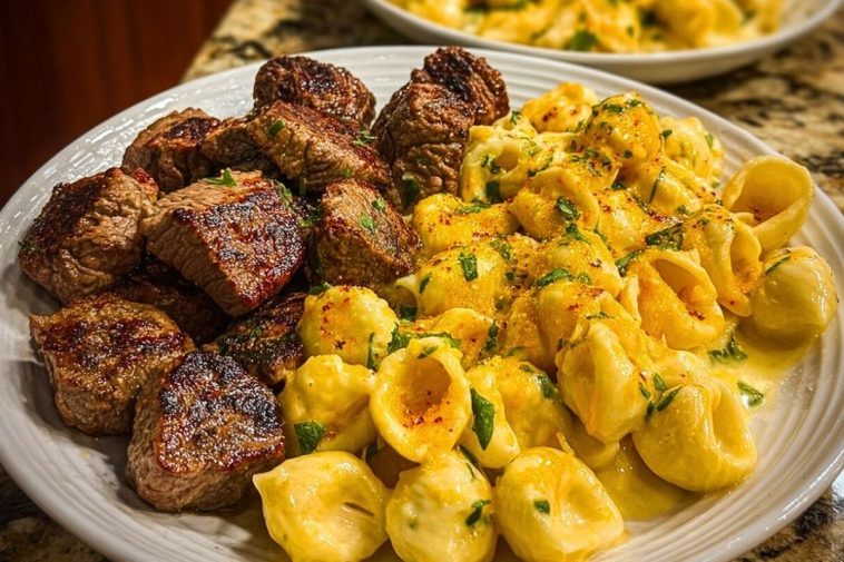 Garlic Butter Steak Bites & Loaded Cheddar Alfredo Shells