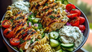 Grilled Chicken Greek Salad with Tzatziki