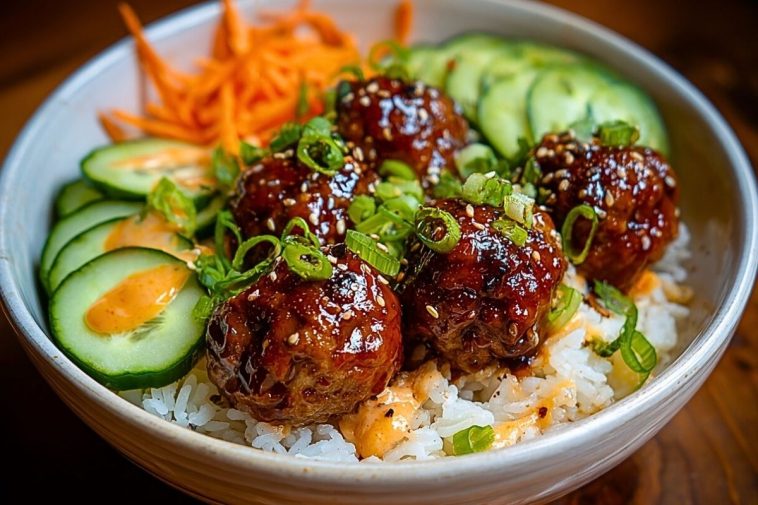 Korean BBQ Meatball Rice Bowls
