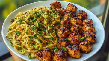 Maple Garlic Chicken Bites with Spicy Cajun Alfredo
