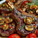 Marinated Greek Lamb Chops with Mushrooms and Tomatoes Recipe