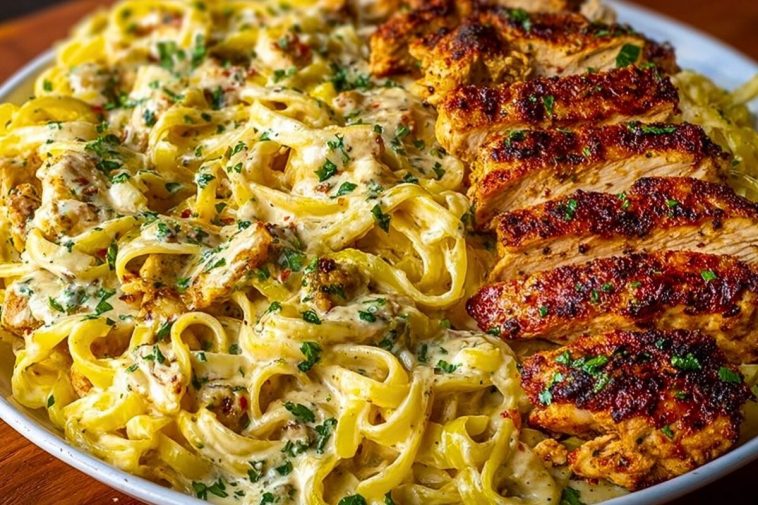 One-Pot Creamy Cajun Chicken Linguine with Garlic Mozzarella Sauce