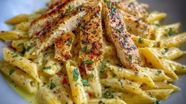 One Pot Creamy Garlic Parmesan Chicken Penne
