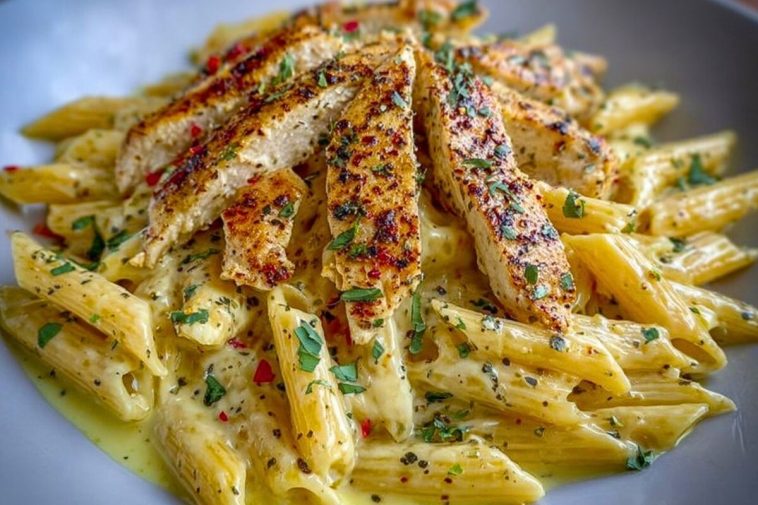 One Pot Creamy Garlic Parmesan Chicken Penne