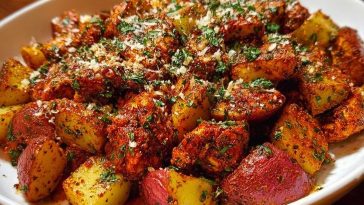 Oven-Roasted Cajun Chicken and Garlic Potatoes with Parmesan