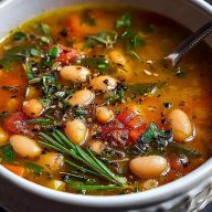 Rustic Tuscan Bean Soup with Fresh Herbs