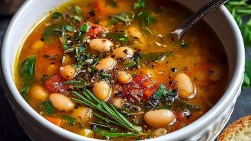 Rustic Tuscan Bean Soup with Fresh Herbs