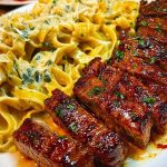 Spicy Cajun Steak with Parmesan Fettuccine Pasta