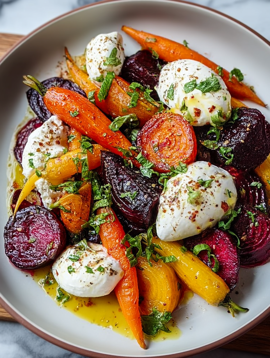 Roasted Beets and Carrots with Burrata Salad