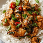Spiced Coconut Basil Chicken with Rice