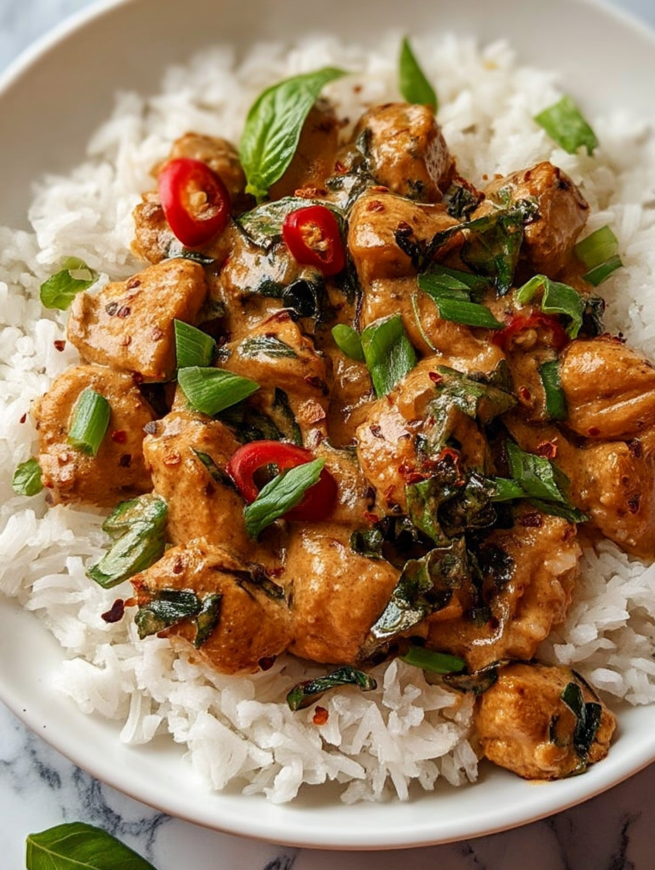 Spiced Coconut Basil Chicken with Rice