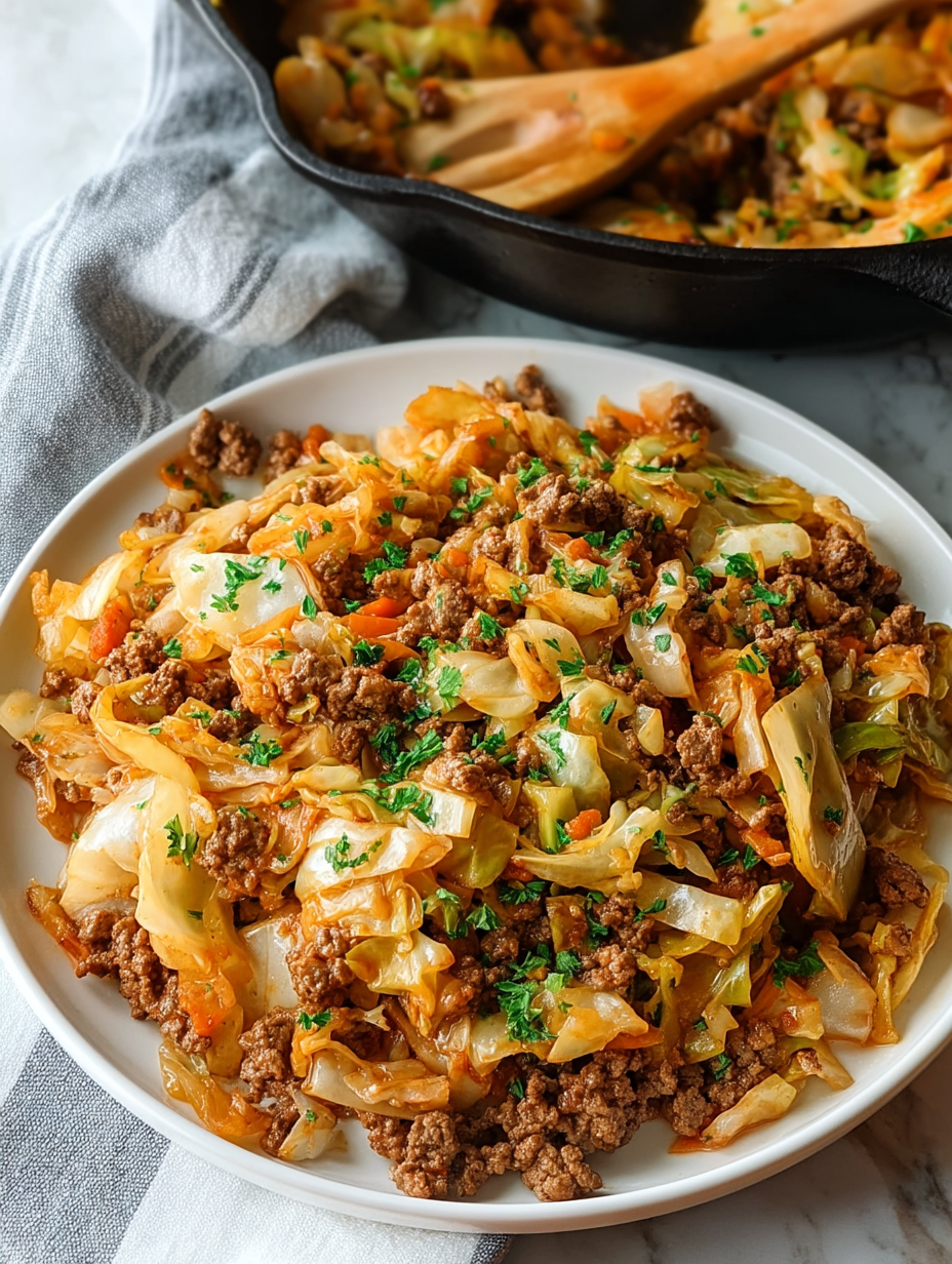 Easy Ground Beef and Cabbage Skillet Dinner