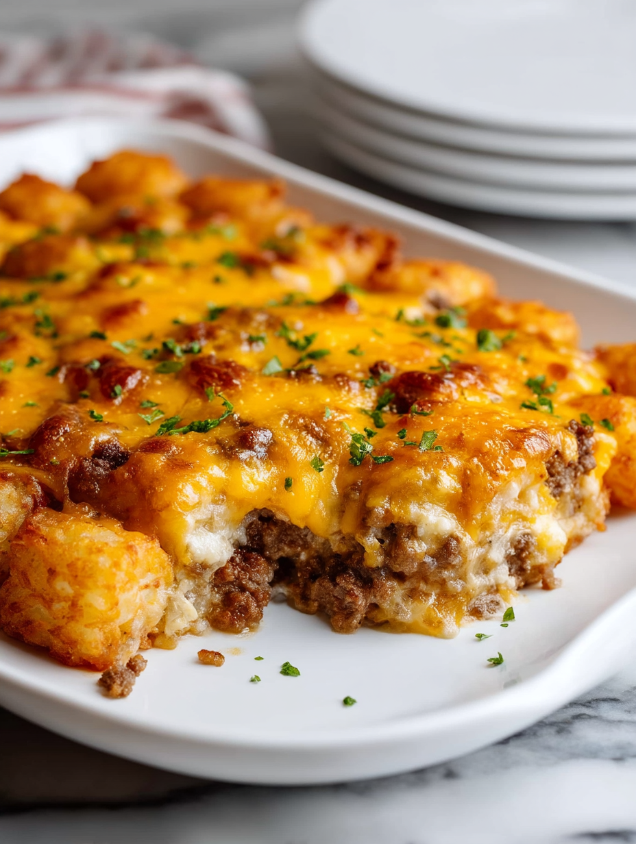Cheesy Cheeseburger Tater Tot Casserole