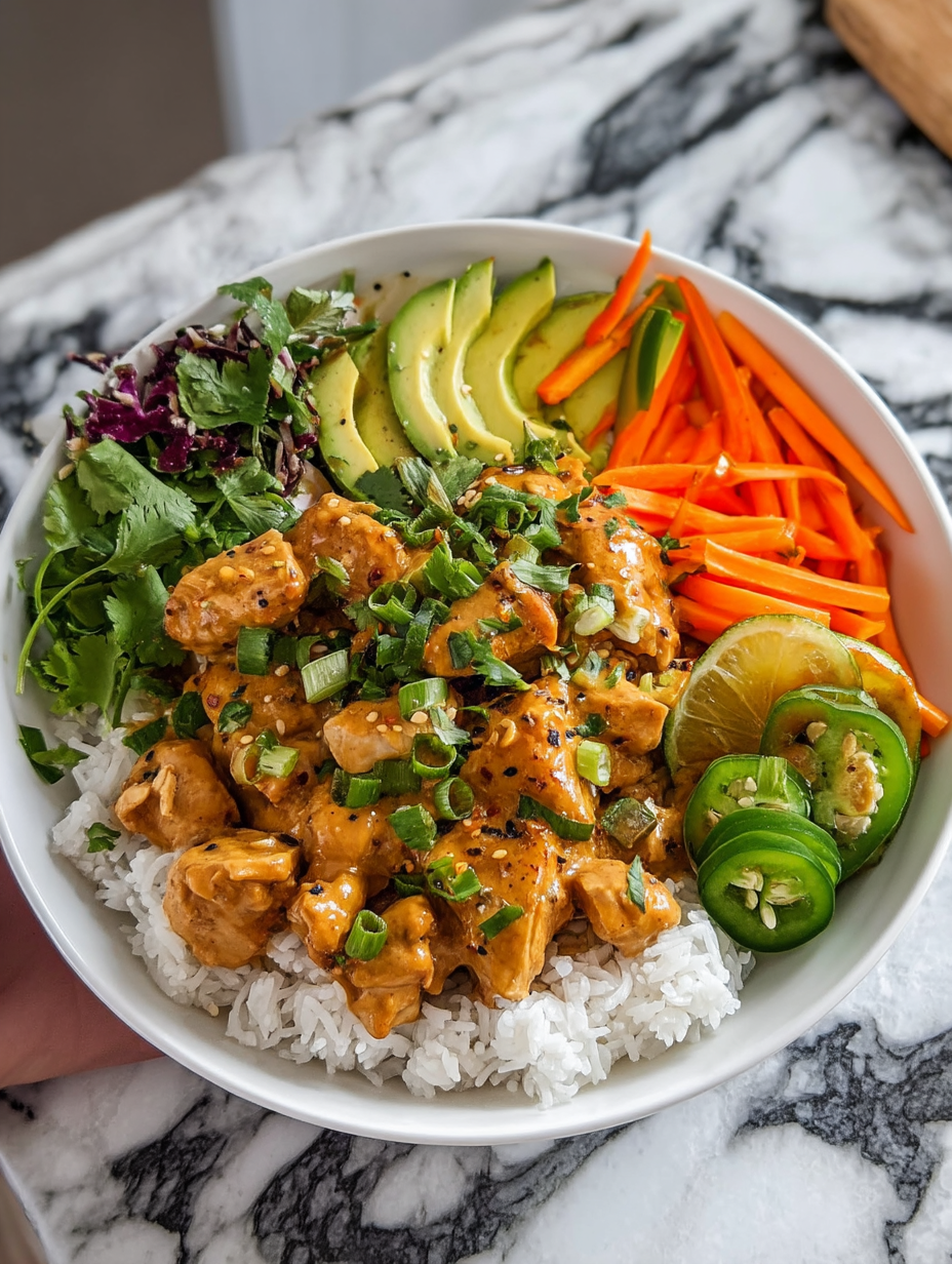 Spicy Thai Peanut Chicken Bowl